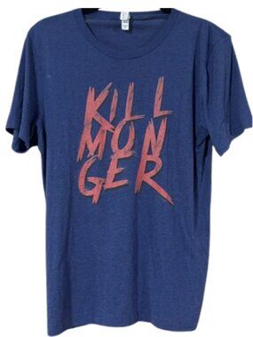 Bella+Canvas blue t-shirt features red "Killmonger" sz M
